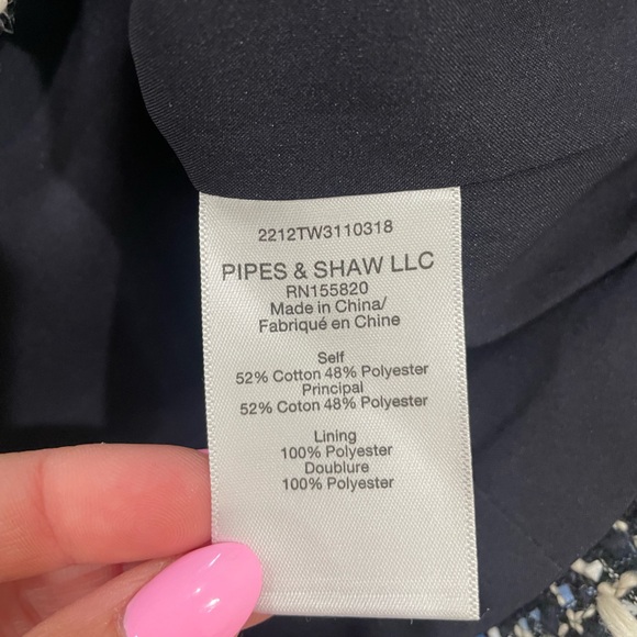 Veronica Beard Navy and White Tweed Embroidered Button Up Blazer Size 6 - Picture 12 of 13